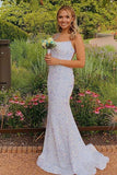 New Arrival Scoop Sheath/Mermaid Prom Dresses With Spaghetti Straps Floor Length