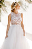 New Arrival Scoop Wedding Dresses A Line With Appliques Tulle Rjerdress