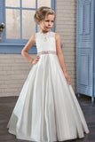 New Arrival Scoop With Beading&Appliques Satin Flower Girl Dresses Rjerdress
