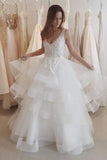 New Arrival Sexy A-Line V-Neck Sleeveless Backless White Tulle Wedding Dress Rjerdress