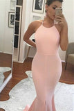 New Arrival Sexy Open Back Halter Spandex Prom Dresses Mermaid Zipper Up Rjerdress
