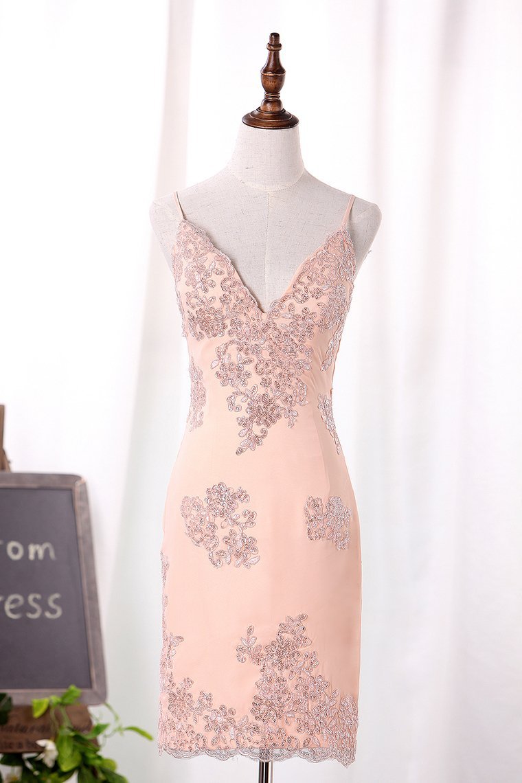 New Arrival Spaghetti Straps Hoco Dresses Chiffon With Sequins Appliques Short/Mini Rjerdress