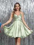 New Arrival Spaghetti Straps Homecoming Cocktail Dresses A Line Satin Rjerdress