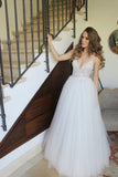 New Arrival Spaghetti Straps Ivory Floor Length Tulle Beach Wedding Dress with Lace Rjerdress
