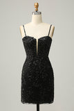 New Arrival Spaghetti Straps Sheath Sequin With Lace Homecoming Cocktail Dresses Rjerdress