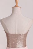 New Arrival Strapless Hoco Dresses Sequined Bodice Chiffon A Line Rjerdress