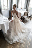 New Arrival Sweetheart A Line Tulle Wedding Dresses With Beading Floral Bridal Gown