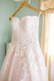 New Arrival Sweetheart Tulle With Applique A Line Wedding Dresses Rjerdress