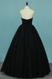 New Arrival Tulle Party Dresses Strapless A Line With Ruffles Rjerdress
