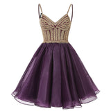 New Arrival Tulle Spaghetti Straps A Line Beading Homecoming Dresses Rjerdress