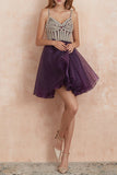 New Arrival Tulle Spaghetti Straps A Line Beading Homecoming Dresses