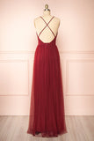 New Arrival V Neck Tulle With A-Line Prom Dresses Zipper Up Rjerdress