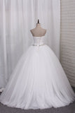 New Bridal Dresses Tulle Ball Gown Sweetheart Ruched Bodice Lace Up Back Rjerdress