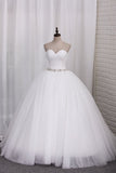 New Bridal Dresses Tulle Ball Gown Sweetheart Ruched Bodice Lace Up Back
