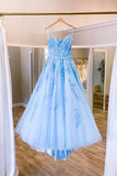 New Fashion Blue With Appliques Spaghetti Straps Backless Prom Dress Evening Gowns For Teen RJS147