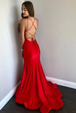 New Fashion Mermaid Red Spaghetti Straps Backless Prom Dress Open Backs Evening Gowns RJS163 Rjerdress