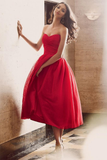 New Fashion Red Vintage Strapless Sleeveless Formal Gowns online Cocktail dresses Rjerdress
