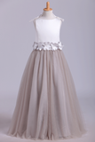 New Flower Girl Dresses Bateau A Line Tulle With Handmade Flowers Rjerdress