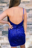 New Homecoming Dresses Sequin One Shoulder Bodycon Cocktail Dress Rjerdress