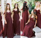 New Style A Line Tulle Sweetheart Off the Shoulder Long Ruffles Bridesmaid Dresses uk Rjerdress