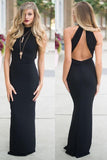 New Style Black Elegant Mermaid Simple Scoop Prom Dresses Rjerdress