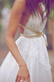 New Style Deep V-Neck A-Line Sleeveless White Open Back Sexy Ivory Lace Wedding Dress RJS862 Rjerdress