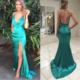 New Style Mermaid Backless Prom Dresses Elegant Green Open Back Evening Gowns Rjerdress