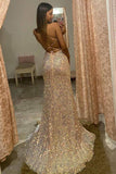 New Style Mermaid Sequin Criss-Cross Straps Prom Dresses With Split Rjerdress