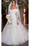 New Style Off The Shoulder A-Line Wedding Dress Long Sleeves