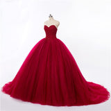 New Style Red Tulle Lace up Sweetheart Strapless Beads Ball Gown Prom Quinceanera Dress RJS512 Rjerdress