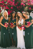 New Style Sheath Sweetheart Chiffon Dark Green Bridesmaid Dresses Wedding Party Dress RJS986