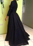 New Style Vintage Long Sleeve Sexy Black A-Line Lace High Neck Prom Dresses Rjerdress