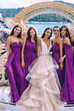 New Styles Purple Chiffon Bridesmaid Dresses Long Ruffles Bridesmaid Gowns BD1015 Rjerdress