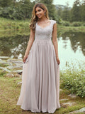 Off The Shoulder A-Line Floor-Length Bridesmaid Dresses Beaded Bodice Tulle And Chiffon