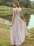 Off The Shoulder A-Line Floor-Length Bridesmaid Dresses Beaded Bodice Tulle And Chiffon Rjerdress