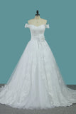 Off The Shoulder A Line Tulle Bridal Dresses With Applique