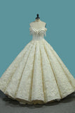 Off-The-Shoulder Ball Gown Floor-Length Lace Up Back Bridal Dresses Rjerdress