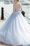 Off The Shoulder Ball Gown Tulle Floral Wedding Dresses With Appliques Rjerdress