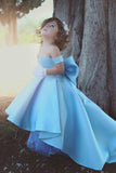 Off The Shoulder Flower Girl Dresses Satin A Line With Bow Knot Asymmetrical Rjerdress