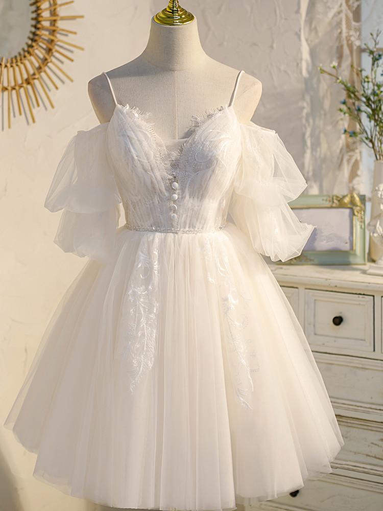 Off The Shoulder Homecoming Dresses A Line Organza With Applique Rjerdress