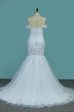 Off-The-Shoulder Mermaid Bridal Dresses Tulle With Applique Court Train Rjerdress