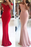 Off The Shoulder Mermaid Prom Dresses Spandex With Applique Rjerdress
