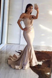 Off The Shoulder Mermaid With Ruffles Prom Evening Dresses Sweep Train Rjerdress