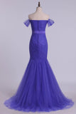 Off The Shoulder Party Dresses Trumpet Floor Length With Beading Rjerdress