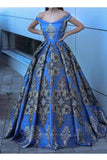 Off The Shoulder Satin Prom Dresses A Line With Applique Sweep Train Rjerdress