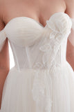 Off The Shoulder Tulle Wedding Dresses Bride Dresses Appliques Rjerdress
