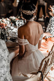 Off The Shoulder Wedding Dresses A Line Chiffon With Slit Rjerdress