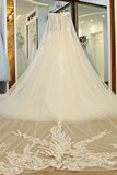 Off The Shoulder Wedding Dresses A Line With Beading Court Train Tulle Lace Up Rjerdress