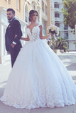 Off The Shoulder Wedding Dresses Tulle With Applique A Line Court Train Rjerdress