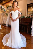 Off Tthe Shoulder Sweetheart Mermaid Polyester Long Wedding Dress Rjerdress